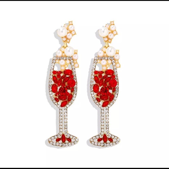 Champagne glass Bubbly Dangle Earrings Party - Picture 7 of 13
